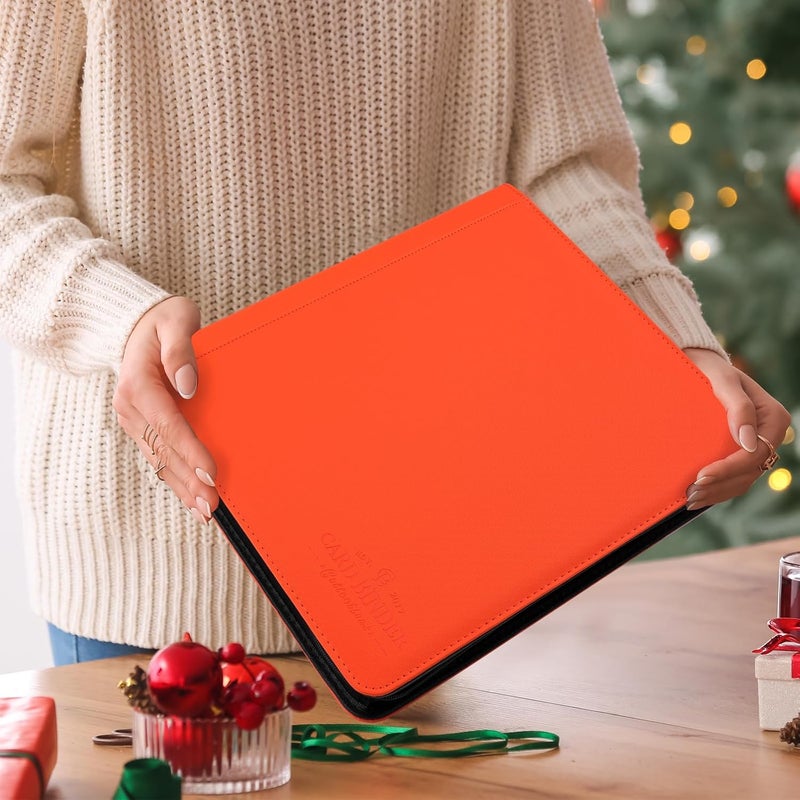 CARDBINDER Toploader Binder,Toploader Hard Cases, 9-Pocket Pages Sleeves Hold up 288 Cards.Toploader Card Binder with Sleeves for “3×4” rigid，Card Holder(Hermes Orange) - Image 4